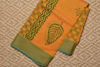 Picture of Sea Green and Mustard Yellow Hand Block Print Maheshwari Silk Dress Material