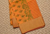 Picture of Nude and Mango Yellow Hand Block Print Maheshwari Silk Dress Material