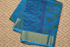 Picture of Magenta and Peacock Blue Hand Block Print Maheshwari Silk Dress Material