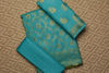 Picture of Sea Blue and Gold Banarasi Katan Silk Dress Material