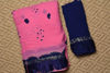 Picture of Pink and Navy Blue Bandhani Georgette Saree