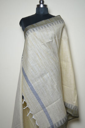 Picture of Nude and Black Cotton Dupatta with Temple Border