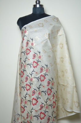 Picture of Nude with Multi Colour Floral Print  Cotton Dupatta