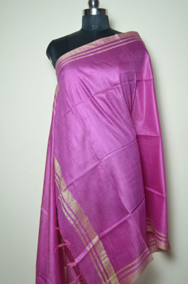 Picture of Pink Plain Bhagalpuri Silk Dupatta
