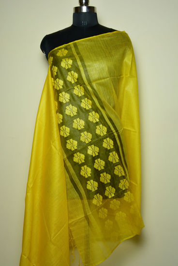 Picture of Yellow Matka Silk Dupatta