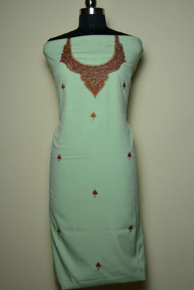 Picture of Hand Embroidered Mint Crepe Kashmiri Dress Material