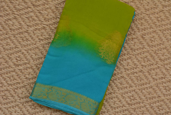 Picture of Green and Sea Blue Fancy Georgette Saree