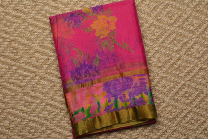 Picture of Pink and Yellow Floral Organza Saree