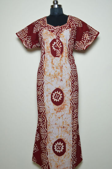Picture of Red Batik and Shibori Print Cotton Nighty