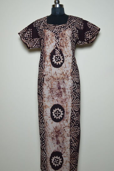 Picture of Brown Batik and Shibori Print Cotton Nighty
