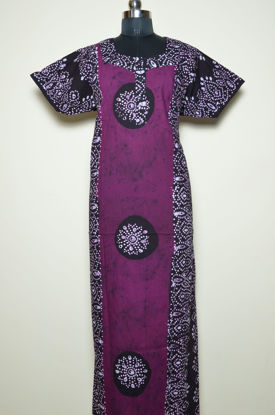 Picture of Purple and Black Batik and Shibori Print Cotton Nighty