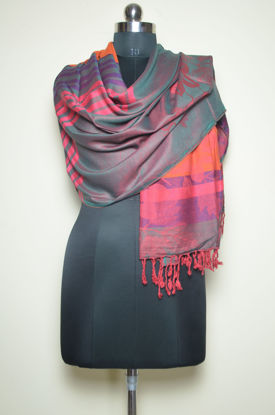 Picture of Multi Colour Viscose Stripes with Floral Stole