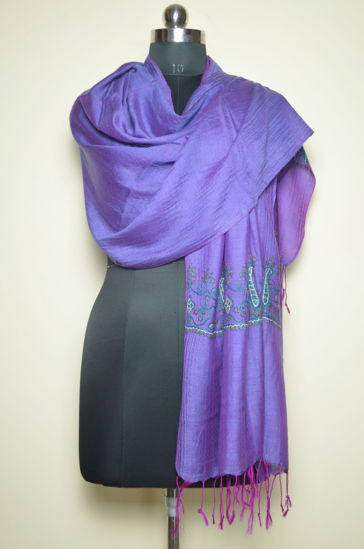 Picture of Violet Viscose Kashmiri Hand Embroidery Stole