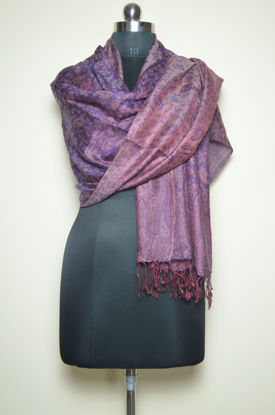 Picture of Violet and Onion Pink Viscose Reversible Floral Stole