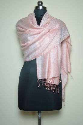 Picture of Peach Viscose Checks and Floral Stole