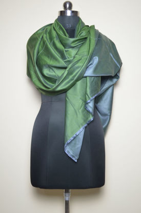 Picture of Green and Grey Plain Viscose Reversible Designer Stole