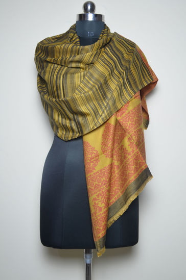 Picture of Mustard Yellow and Black Stripes Viscose Designer Stole