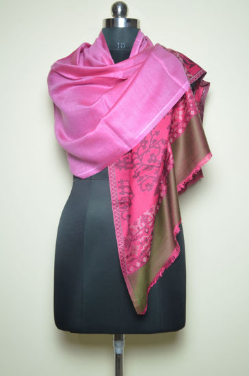 Picture of Pink and Green Viscose Kani Designer Stole