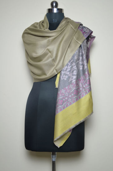 Picture of Beige and Yellow Viscose Kani Designer Stole