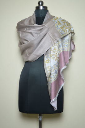 Picture of Beige and White Viscose Kani Designer Stole