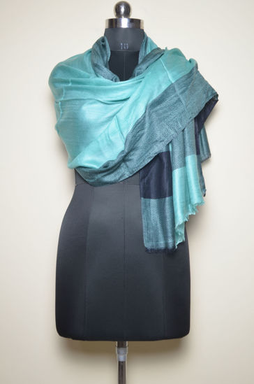 Picture of Sea Blue and Black Mixed Pashmina Stole