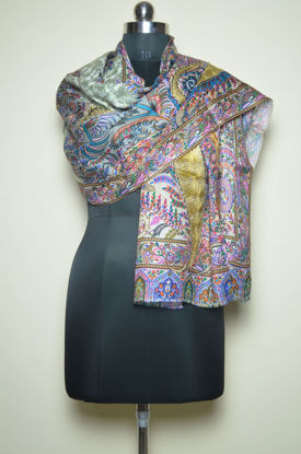 Picture of Multi Colour Viscose Floral Print and Thread Work Designer Stole