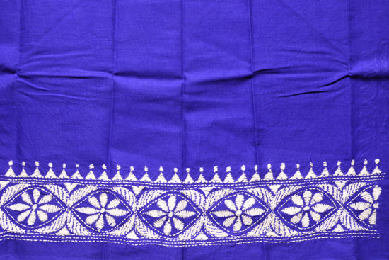 Picture of Royal Blue Kantha Embroidery Cotton Blouse