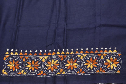 Picture of Navy Blue Kantha Embroidery Cotton Blouse