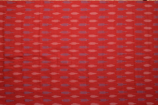Picture of Red and Blue Ikkat Cotton Blouse Fabric
