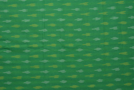 Picture of Green, White and Yellow Ikkat Cotton Blouse Fabric