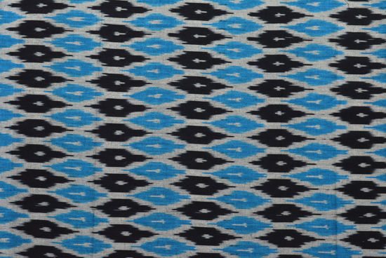 Picture of Black, White and Blue Ikkat Cotton Blouse Fabric