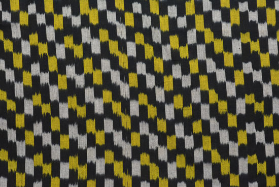 Picture of Black, White and Yellow Ikkat Cotton Blouse Fabric