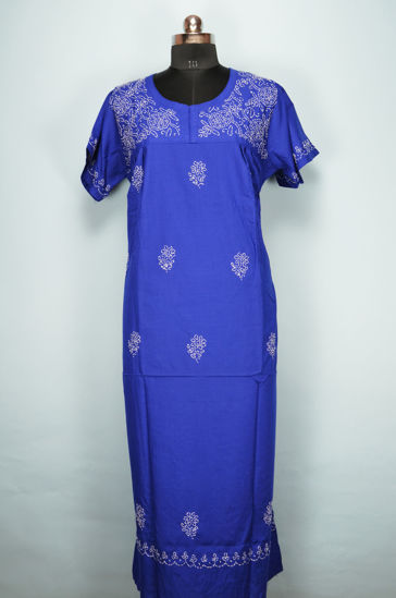 Picture of Royal Blue Lucknow Chikankari Lizzy Bizzy Nighty