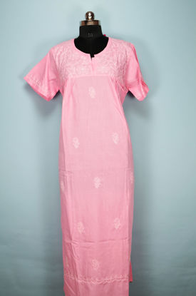 Picture of Baby Pink Lucknow Chikankari Lizzy Bizzy Nighty
