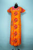 Picture of Yellow and Red Full Length Batik Printed Cotton Nighty