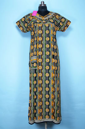Picture of "Black, Green and Yellow Full Length Printed Cotton Nighty"