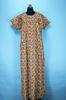Picture of "Nude, Mustard Yellow and Black Full Length Floral Printed Cotton Nighty "