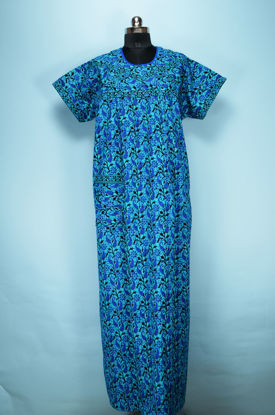 Picture of Sea Green and Blue Full Length Printed Cotton Nighty