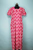 Picture of White and Magenta Full Length Floral Printed Cotton Nighty