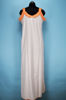 Picture of White and Orange Sleeveless Polka Dots Full Length Cotton Nighty