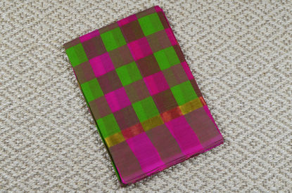 Picture of Green and Pink Checks Mangalagiri Handloom Cotton Saree