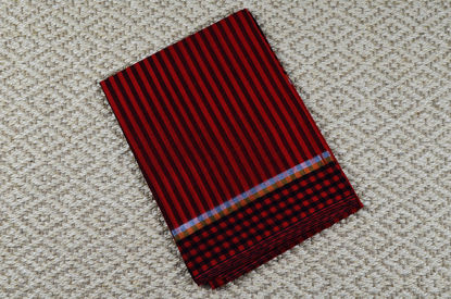 Picture of Red and Black Stripes Mangalagiri Handloom Cotton Saree