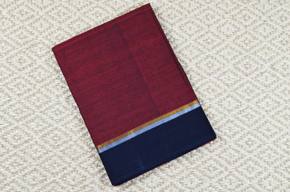 Picture of Maroon and Black Mangalagiri Handloom Cotton Saree