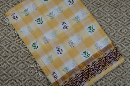 Picture of Cream and Ivory White Printed Mangalagiri Handloom Cotton Saree
