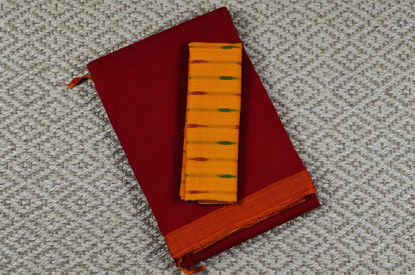 Picture of Red and Mustard Yellow Mangalagiri Handloom Cotton Saree