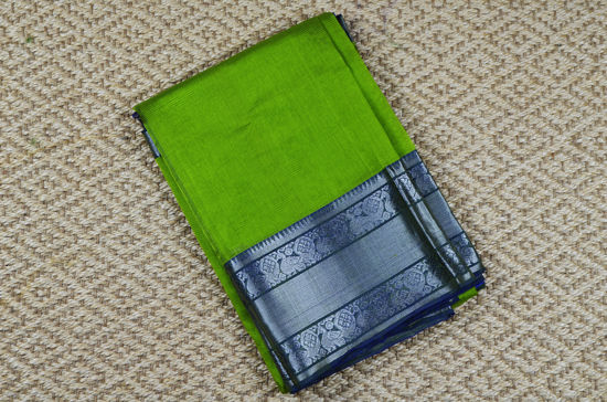 Picture of Parrot Green and Royal Blue Mangalagiri Silk Saree