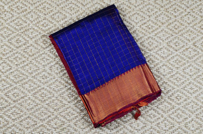Picture of Royal Blue and Red Checks Mangalagiri Silk Saree