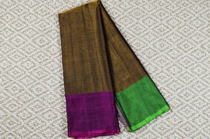 Picture of Copper Tissue Uppada Silk Saree with Pink and Green Ganga Jamuna Border