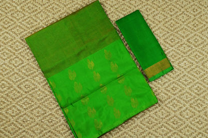 Picture of Green Tissue Uppada Silk Saree with Big leaf Butta Border
