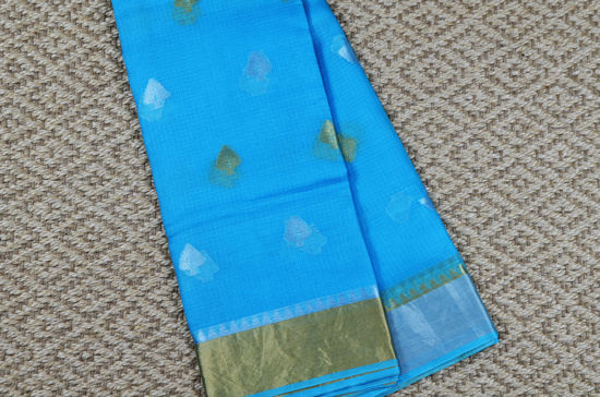 Picture of Blue Pure Kota Silk Saree with Gold and Silver Butta 